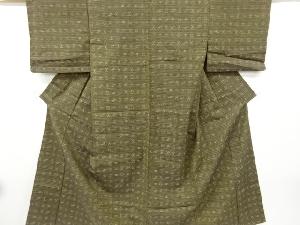 アンティーク　梅に絣柄織り出し手織り紬単衣着物